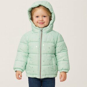 🌿 Miles the Label Metallic Polka-Dot Puffer Jacket – Size 4Y
